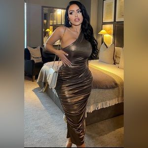 Fashion Nova Metallic Midi Dress